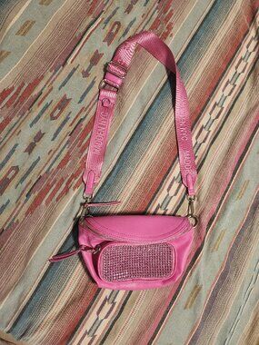 Pink Madden NYC Bling Rhinestones Crossover Fanny Pack Crossbody Travel E4-2372